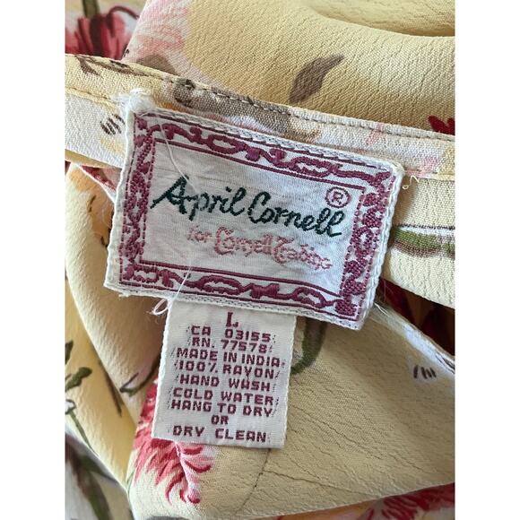 VTG April Cornnell Floral Sleveless Midi Dress Large Fairy Boho Cottage Granny - Picture 15 of 15